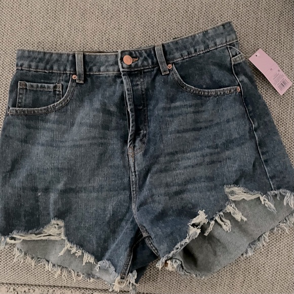 High Rise 4-Button Jean Shorts - Picture 1 of 3
